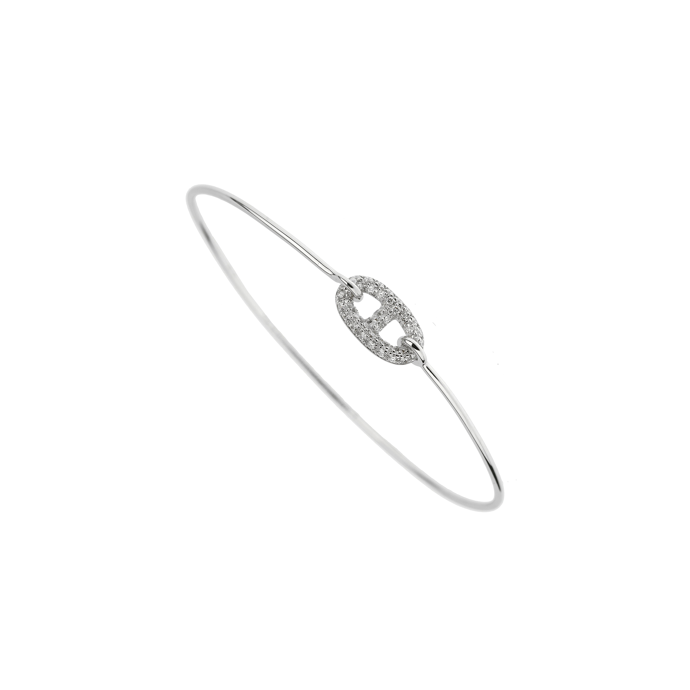 h**mes farandole white gold Di*m*nd large bangle bracelet 18k